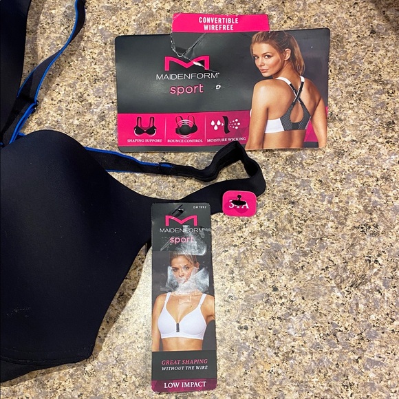 Maidenform Sport Sports Bra Convertible Low Impact 34A Black Blue - Picture 3 of 16